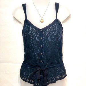 ♦️SOLD♦️Hollister lacy navy tank XS